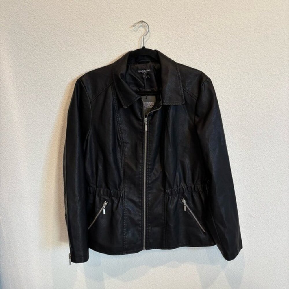 Baccini Size XL Faux Leather Peplum Jacket Motorcycle Jacket